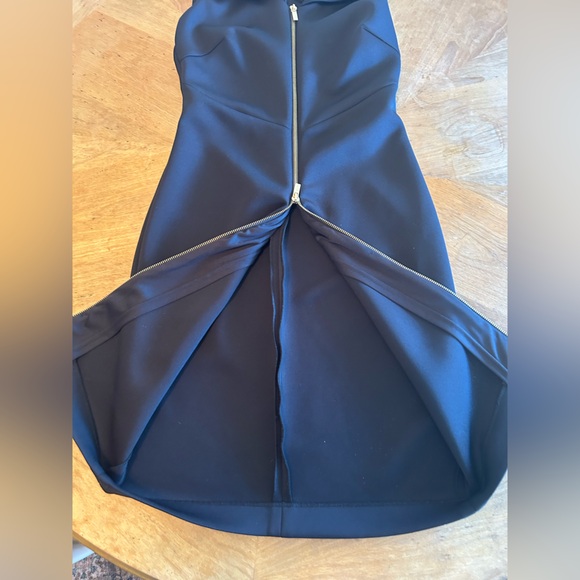 Calvin Klein Black scuba sheath Dress With Gold Zipper Front. Size: 4P - Picture 8 of 11